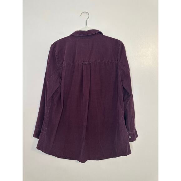 J. Jill Corduroy Button Down Shirt Purple Long Sleeve Lagenlook Layering Large - Picture 2 of 8
